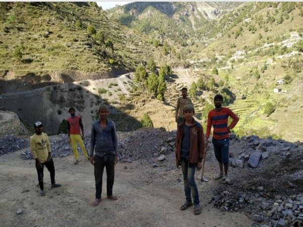 Work under PMGSY is going on in Uttarkashi district despite of lockdown imposed in the country. Photo/ANI