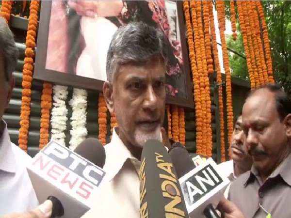 N Chandrababu Naidu speaking to reporters in New Delhi on Sunday. Photo/ANI