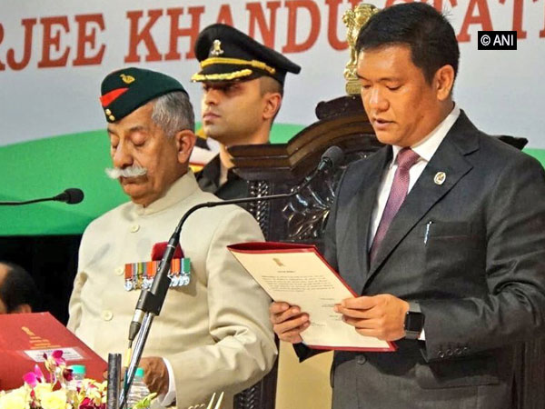 BJP leader Pema Khandu was sworn-in as the Chief Minister of Arunachal Pradesh on Wednesday. Photo/ANI