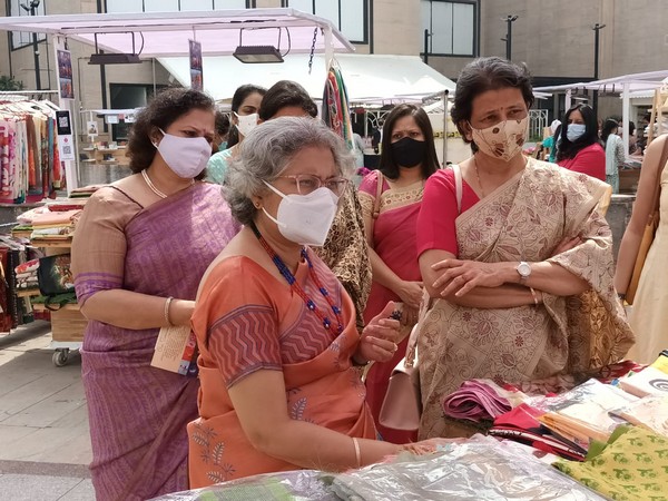 AWWA President Veena Naravane at an exhibition to showcase artistry of Army Wives. (Photo/ANI)
