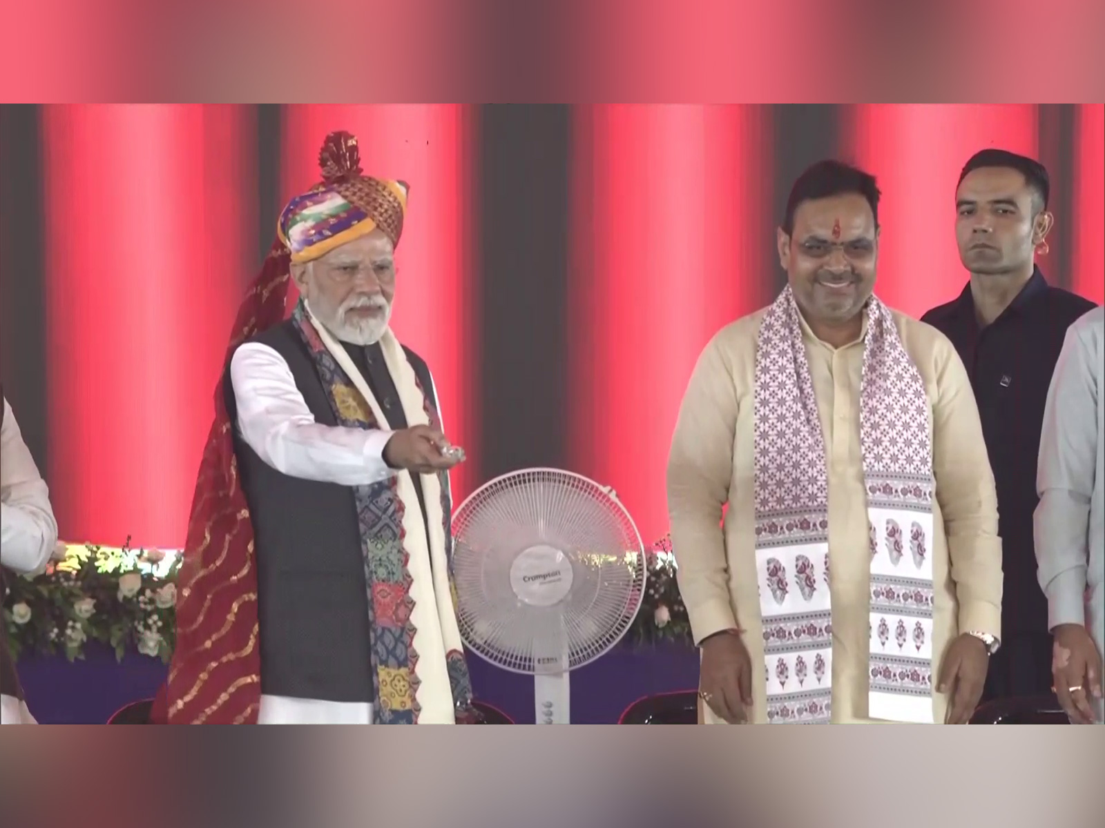 Prime Minister Narendra Modi with Rajasthan Chief Minister Sharma. (Photo/ANI)