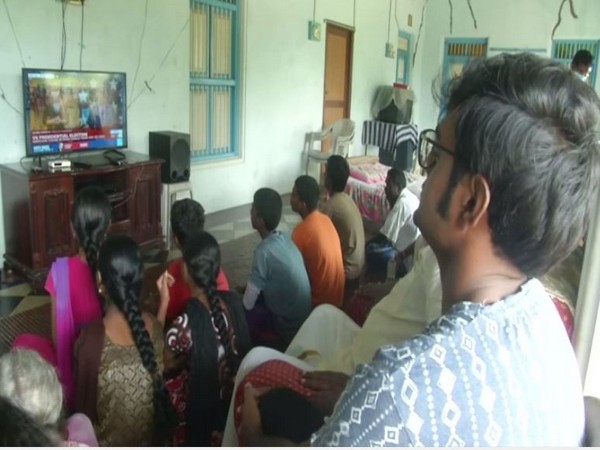 Residents of Thulasendrapuram, the native place of Kamala Harris watching media coverage of US election 2020