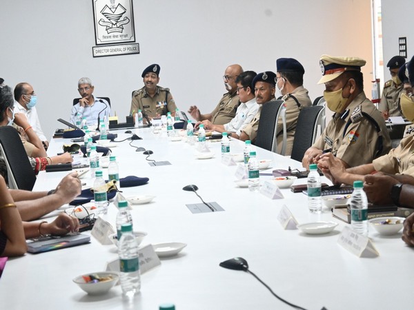 A still from the meeting of NCRB chief with senior Uttarakhand Police officers. (Photo/ANI)