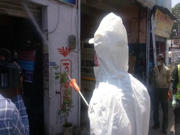 Dehradun civic body is spraying disinfectant in public places amid coronavirus scare. [Photo/ANI]