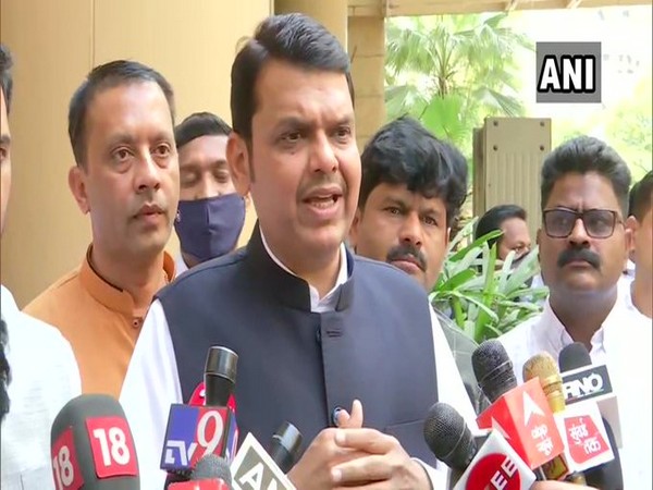BJP leader Devendra Fadnavis speaks to reporters in Pune on Sunday. [Photo/ANI]