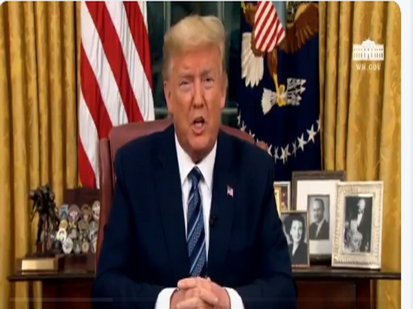 US President Donald Trump addressing the nation in Washington DC on Wednesday (local time).