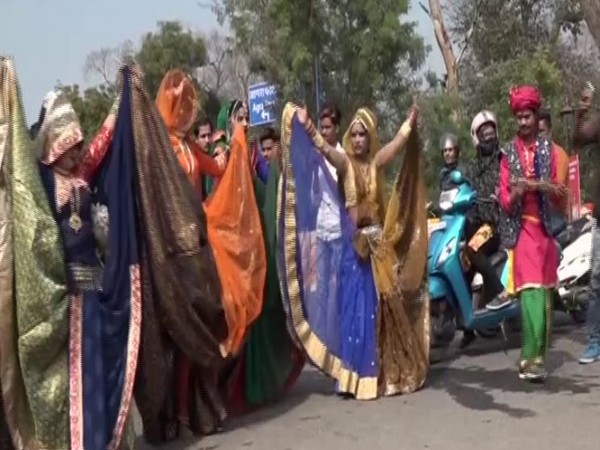 Dancers in Agra in Uttar Pradesh ahead of Trump visit
