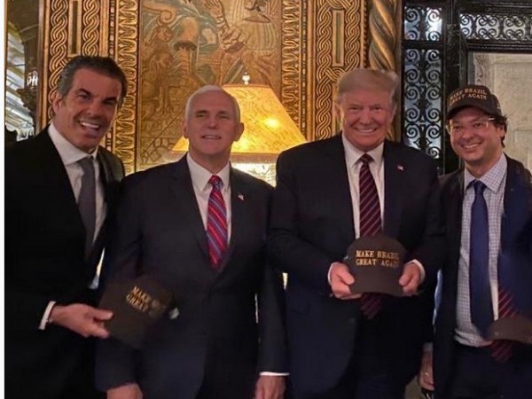 US President Donald Trump, Vice President Mike Pence with Fabio Wajngarten, the press secretary for Brazilian President Jair Bolsonaro (Photo source: Instagram)