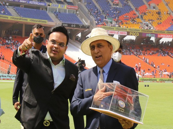 Jay Shah with Sunil Gavaskar at the Narendra Modi Stadium (Photo/ Jay Shah Twitter)