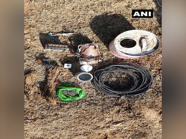 Explosive materials recovered in Awantipora on Wednesday. Photo/ANI