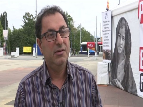 Vice President of Baloch Human Rights Council Hassan Hamdam talking to ANI on Thursday in Geneva. Photo/ANI