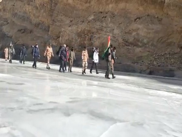 Senior ITBP officials at the opening ceremony of Zanskar Winter Sports & Youth Festival 2021. [Photo/ANI]