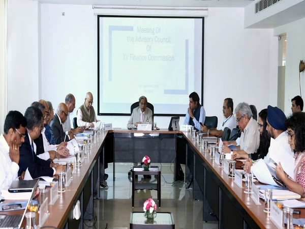Chairman N K Singh (centre) at the meeting in New Delhi on Friday