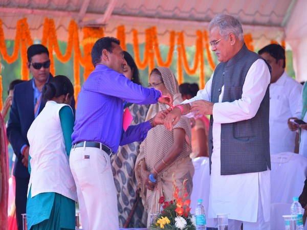 Chhattisgarh Chief Minister Bhupesh Baghel at Malaria Mukt Bastar Abhiyan in Dantewada on Saturday. (Photo/ANI)