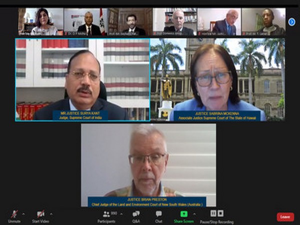 Justice Surya Kant, Justice Sabrina McKenna and Justice Brian Preston, participating in the International Webinar organized by Chandigarh University