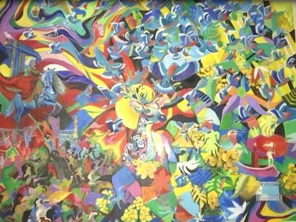 An artwork depicting Ramayana by Hyderabad based concept abstract painter Kandunoori Venkatesh. [Photo/ANI]