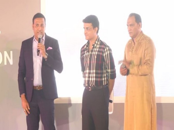 VVS Laxman, Sourav Ganguly and Mohammad Azharuddin during felicitation ceremony in Kolkata 