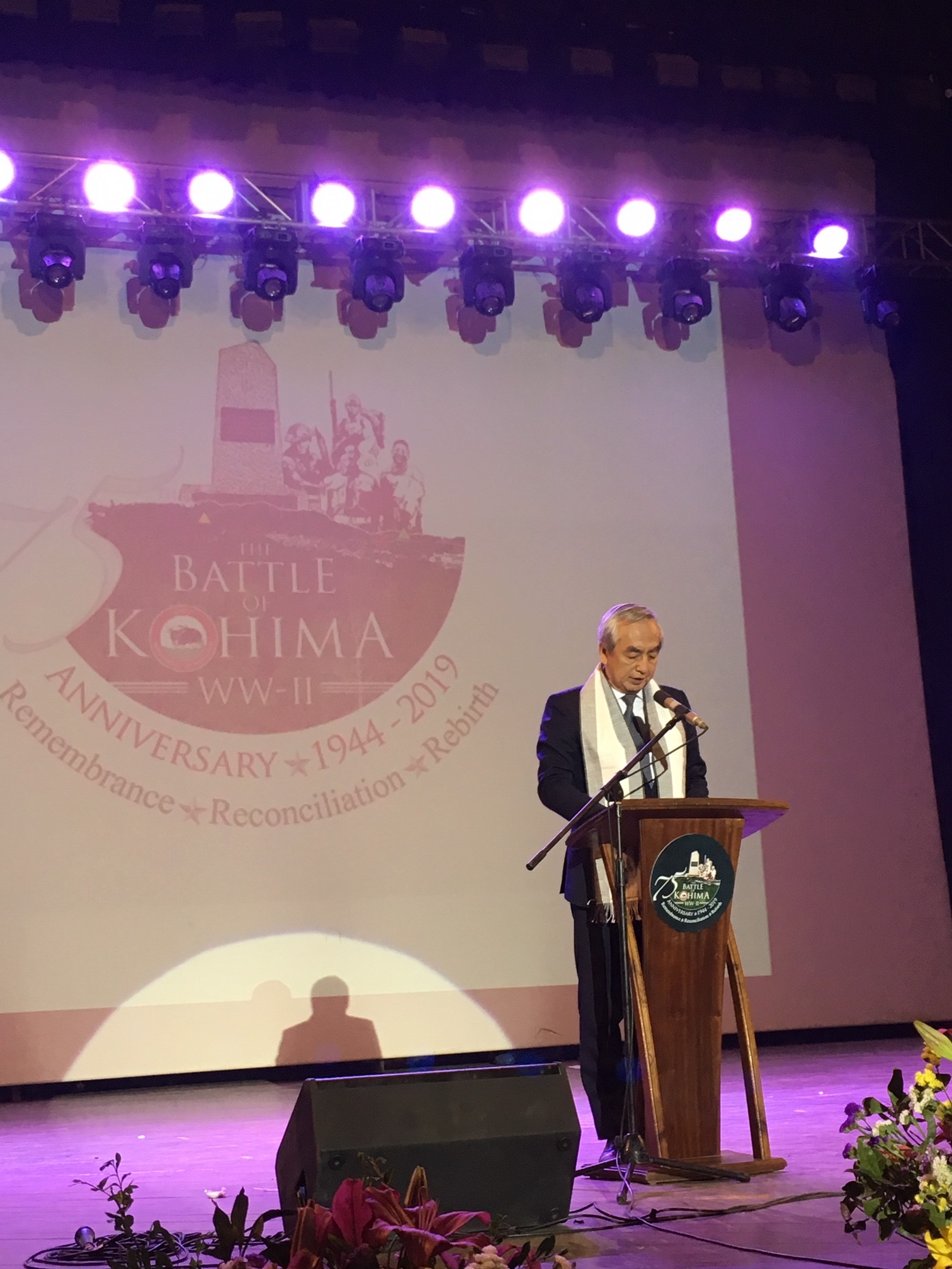 Japan's Ambassador to India, Kenji Hiramatsu speaking at the 75th anniversary event of the Battle of Kohima here on Thursday. 