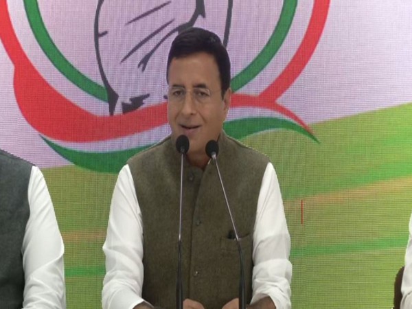 Congress leader Randeep Singh Surjewala addresses a press conference on Friday.