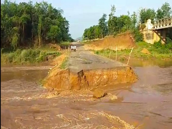 A broken road Vizianagaram district of Andhra Pradesh [Photo/ANI] 