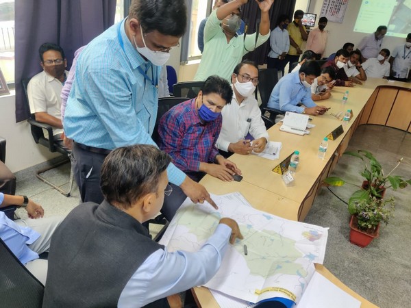 BBMP Chief Commissioner , Gaurav Gupta with the officials at Peenya in Bengaluru. (Photo/ANI)