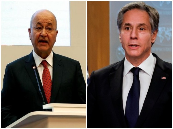 Iraqi President Barham Salih and US Secretary of State Antony Blinken