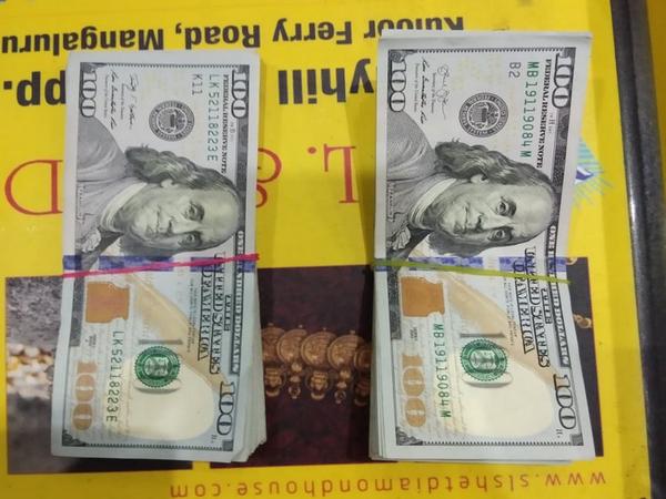 The foreign currency detected during security check by CISF at Mangalore airport on Monday. Photo/ANI