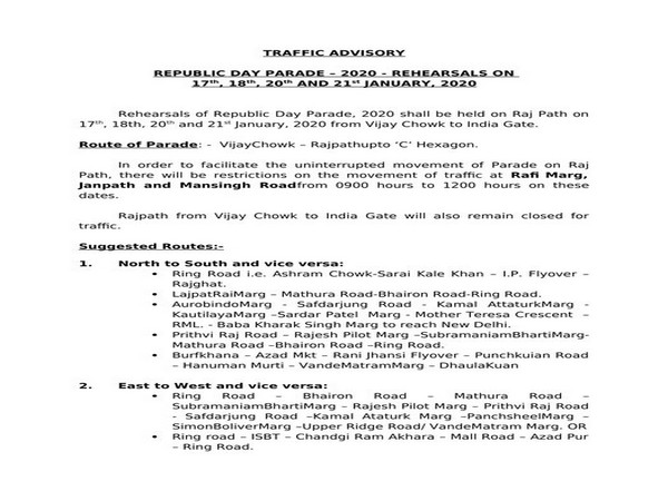 The traffic advisory for Republic Day rehearsal 