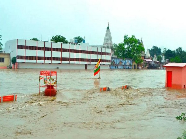 River Ganga flowing above danger mark in Varanasi. (Photo/ANI)