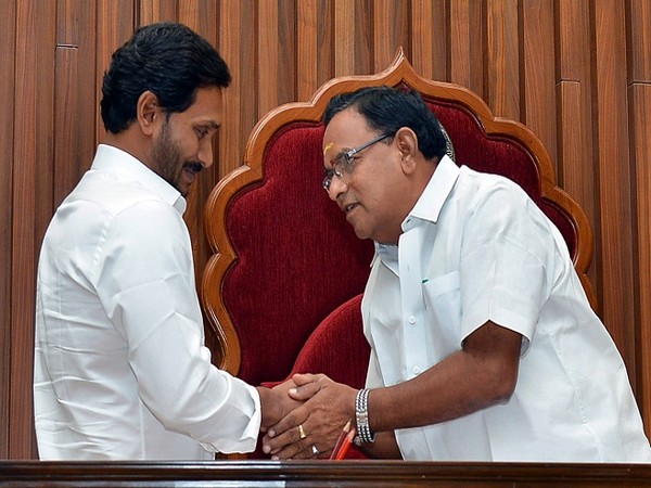 Andhra Pradesh Chief Minister YS Jagan Mohan Reddy (left) and Assembly Speaker Tammineni Sitaram (right)