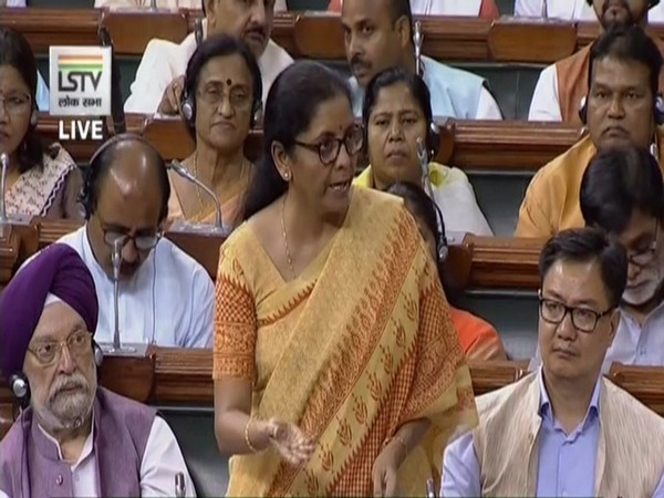 Finance Minister Nirmala Sitharaman speaking in Parliament on Thursday. Photo/LSTV