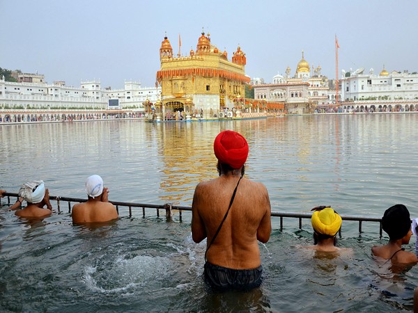 Devotees take a dip in the sacred pond of the Golden Temple in Amritsar on August 31. Photo/ANI