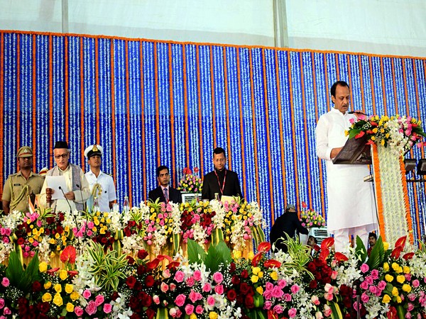 NCP Leader Ajit Pawar takes an oath as a Deputy Chief Minister of Maharashtra during the swearing-in ceremony for State cabinet expansion at Vidhan Bhavan (File Image)