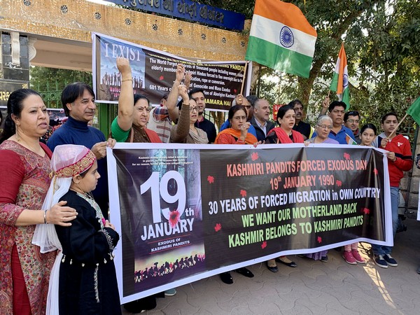 Kashmiri Pandits during a protest demonstration to mark the 30th anniversary of their mass exodus from the Kashmir valley, (File photo)