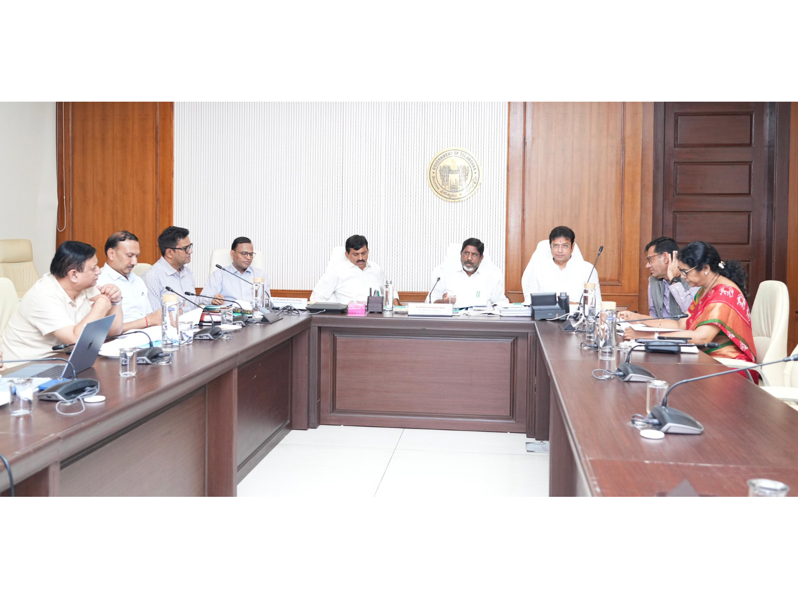 Deputy Chief Minister Bhatti Vikramarka Mallu chairing a high-level meeting at Dr. B. R. Ambedkar Secretariat on Tuesday (Photo/ANI)