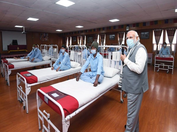 Prime Minister Narendra Modi addressing the soldiers at hospital in Leh on Friday.