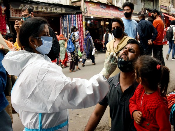 A man is being tested for covid-19 random testing. (Photo/ANI)
