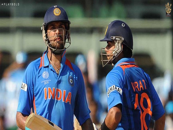Yuvraj Singh with Virat Kohli during the 2011 World Cup. (Photo/ RCB twitter)