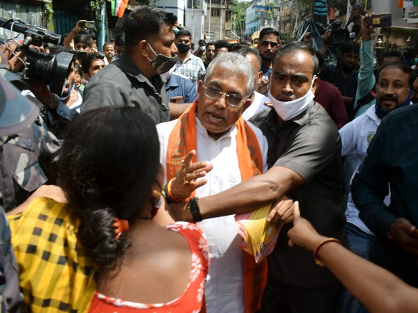 BJP national vice president Dilip Ghosh during an election campaign in Bhabanipur (Photo/ANI)