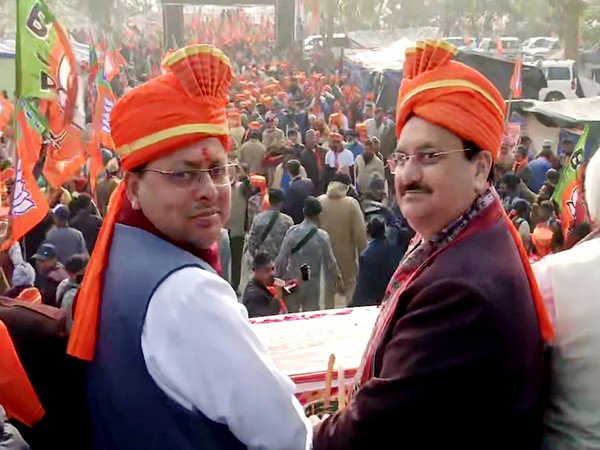 Uttarakhand CM Pushkar Singh Dhami with BJP national president JP Nadda. [File Photo/ANI]