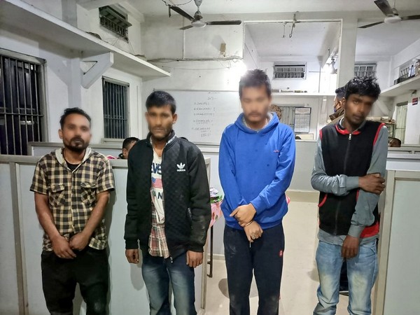 Four accused were arrested in a raid at New Year celebrations in Nagaon. (Photo/ANI)