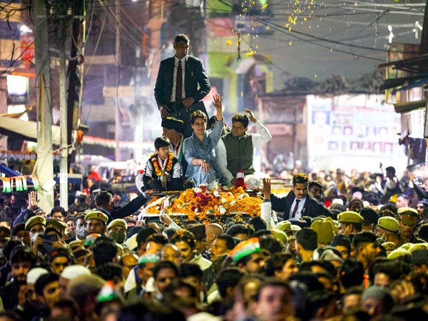 Congress General Secretary Priyanka Gandhi Vadra during election campaigning in Moradabad. (Photo/ANI)