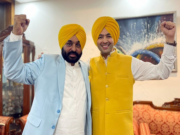 Punjab Chief Minister Bhagwant Mann and AAP MP Raghav Chadha (Photo/ANI)