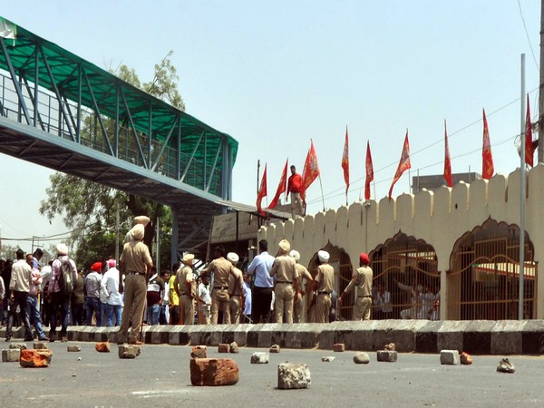 A clash erupted between two groups near Kali Devi Temple, in Patiala on Friday. (Photo/ANI)