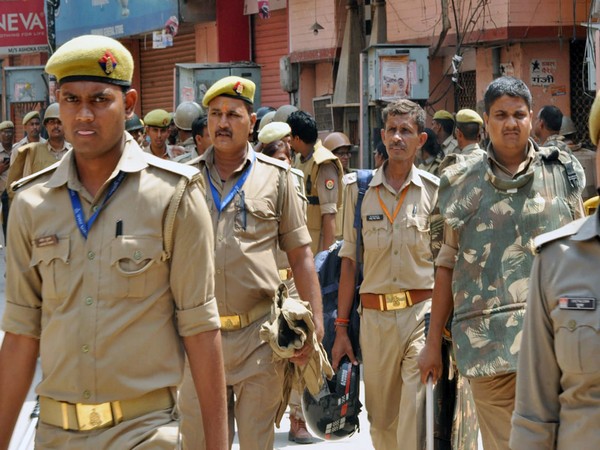 Police patrol during the court-ordered videography survey for the Kashi Vishwanath Temple-Gyanvapi Mosque complex which is underway (Photo/ANI)