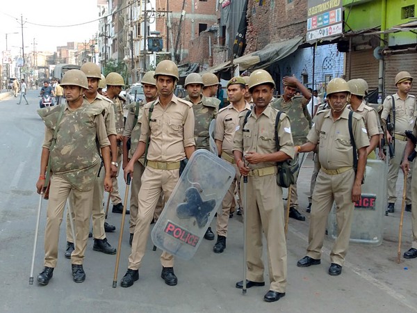 Visual of security pesronnel deployed in Kanpur (Photo/ANI)