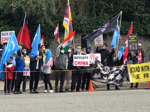 Friends of Canada-India group along with seven other organisations held a protest in Vancouver (Photo/ANI) 