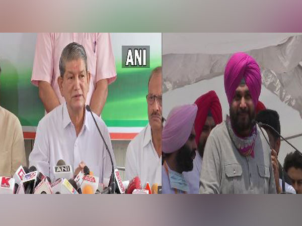 Congress leaders Harish Rawat and Navjot Singh Sidhu. [File Photo/ANI]