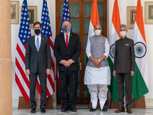US Defence Secretary Mark T Esper, US State Secretary Mike Pompeo, Defence Minister Rajnath Singh and External Affairs Minister S Jaishankar