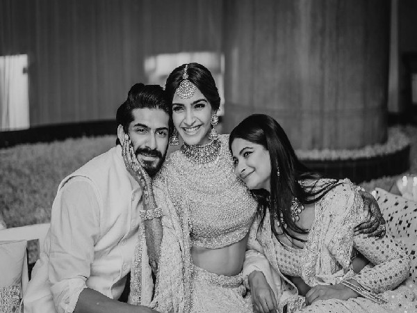 Sonam Kapoor with Rhea Kapoor and Harsh Varrdhan Kapoor (Image source: Instagram)